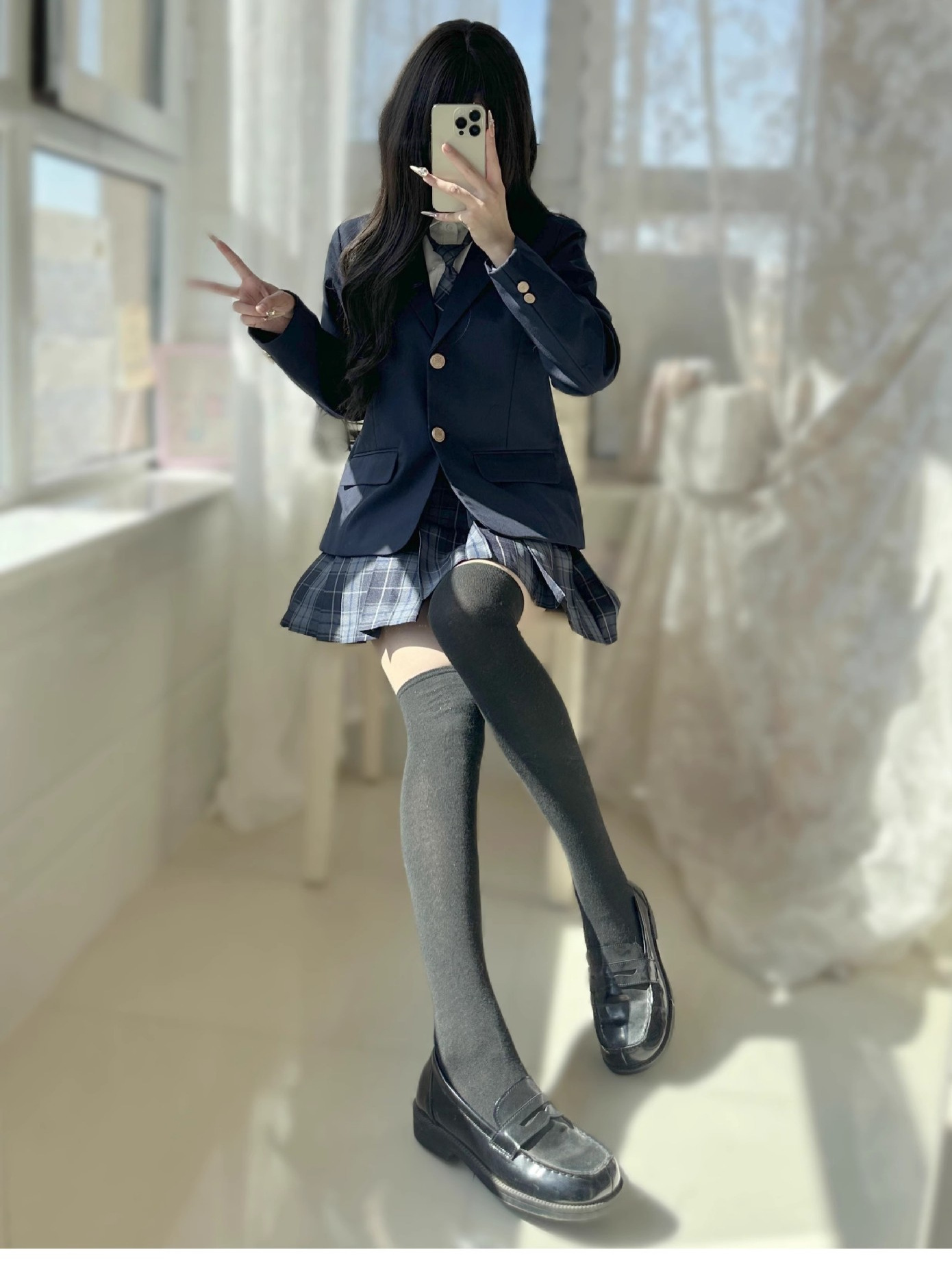 Japanese School Style Jk Suit Uniform Jacket for Girls, School Uniform-Like Autumn and Winter Versatile Suit with Plaid Skirt Set, No Ironing Needed