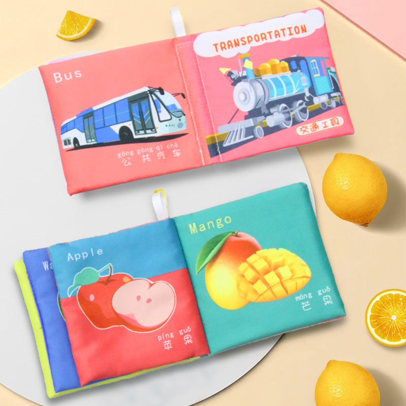 Chinese and English Foreign Trade Cloth Books suit Baby Touch Enlightenment Chinese and English Books Boiled Baby BB Stick