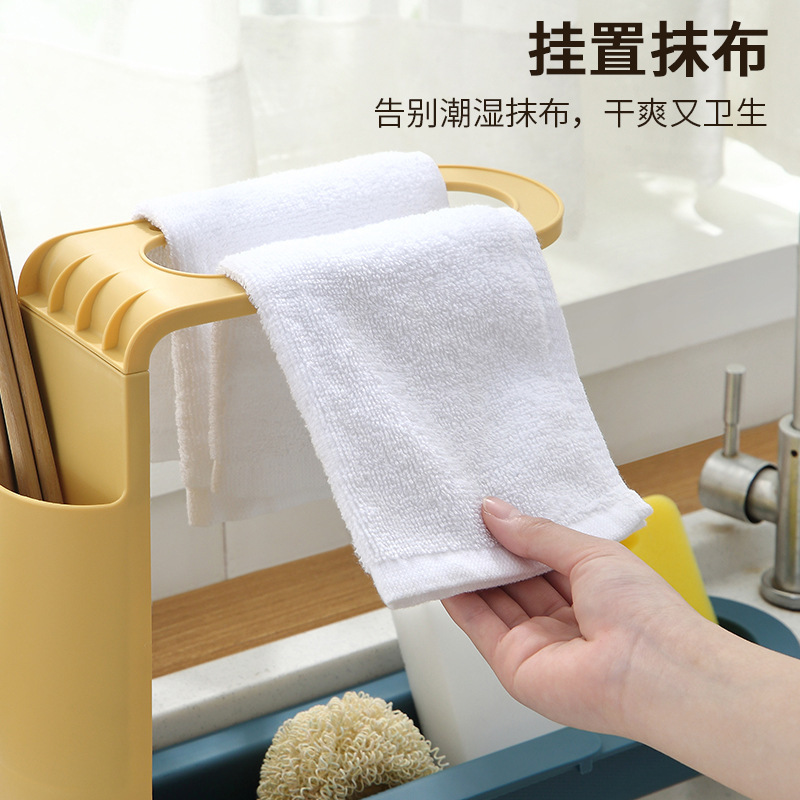 3578 Kitchen Faucet Storage Rack Household Punch-free Wipe Sponge Brush Drying Rack Sink Storage Rack