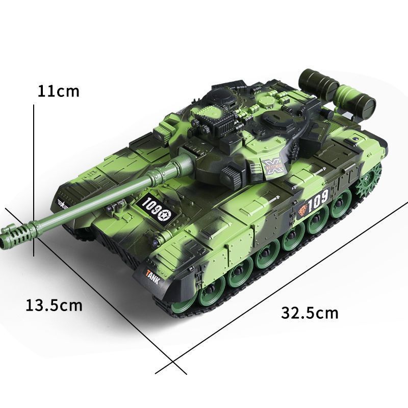 Tiktok Trending Electric Sound and Light Remote Control Tank Car Children's Toy for Boys, Tracked, Rechargeable, Firing, German Tiger Style