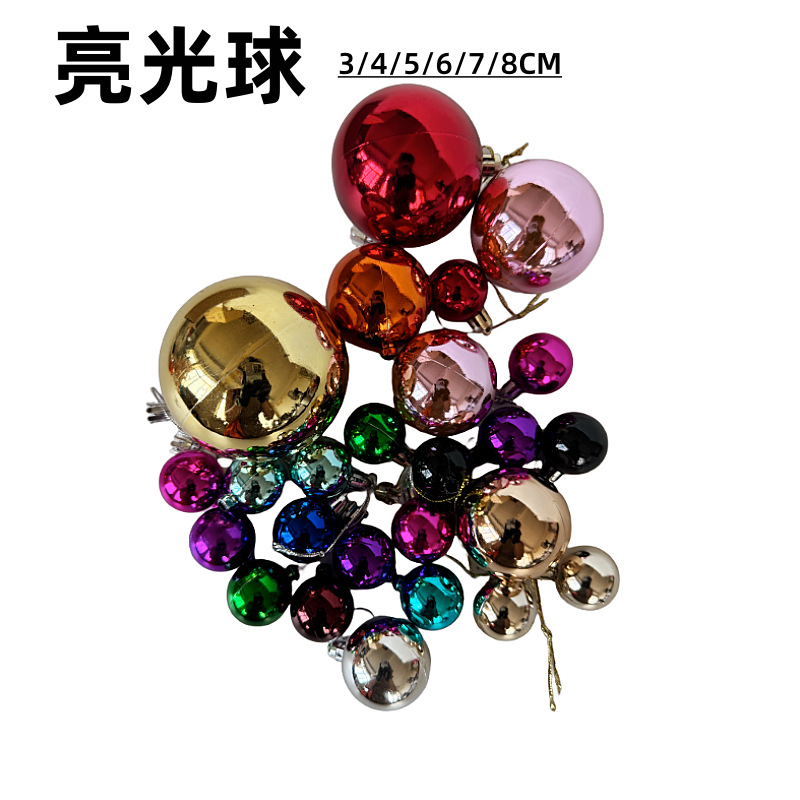 Bulk 3/4/5/6/7/8cm Electroplated Plastic Glossy Christmas Balls Christmas Tree Festive Hanging Balls Craft Accessories