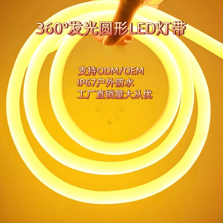 Led Light Strip Round Flexible Light 220V High Voltage Neon Outdoor Waterproof Home Decoration Engineering Line Light Strip