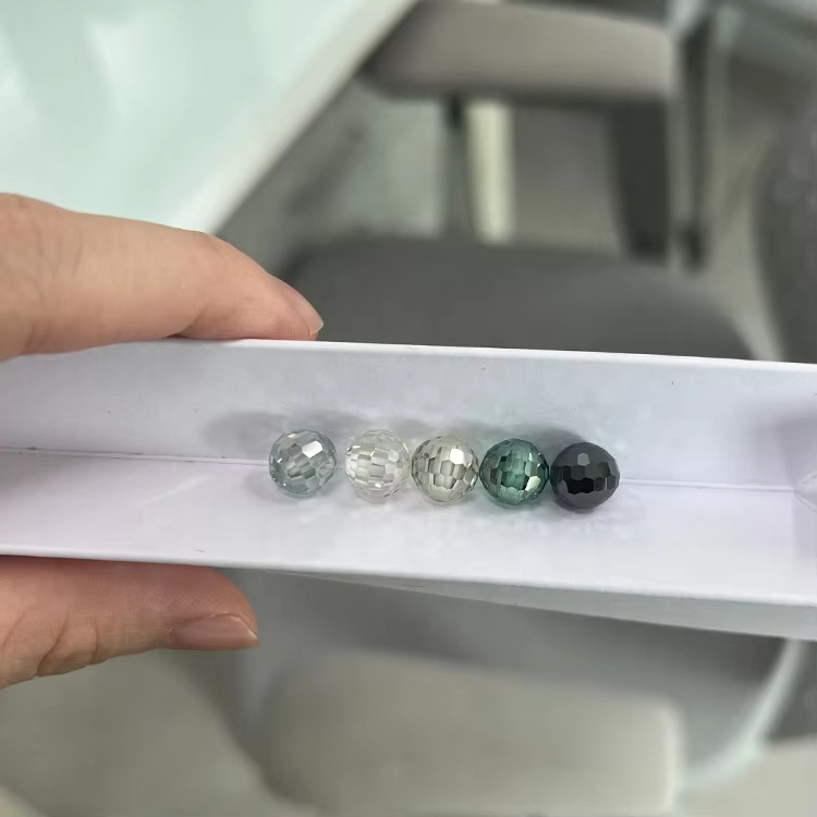 Source Factory Mosan Diamond Round Beads Cut Surface Spherical Beads Perforated Beads DIY Handmade Moissanite Beads
