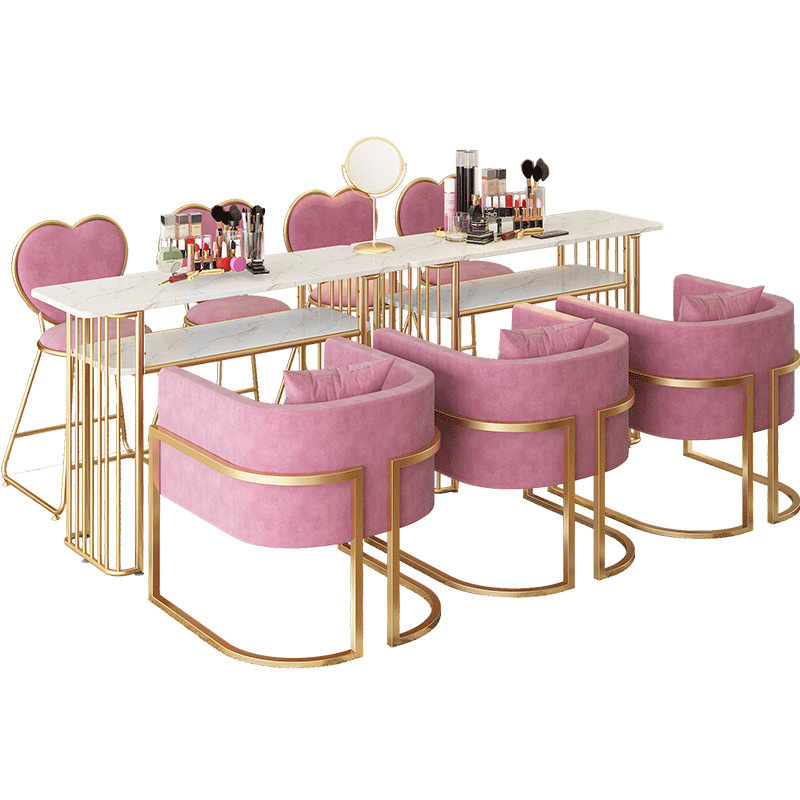 Nordic Internet Celebrity Marble Nail Salon Shop Decoration Table and Chair Set Single and Double Manicure Table Manicure Table Simple and Modern