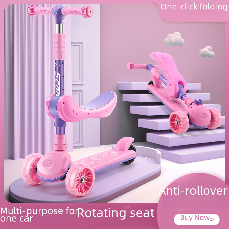 Children's scooter wholesale 2-12 years old children's car music three four wheel scooter scooter children