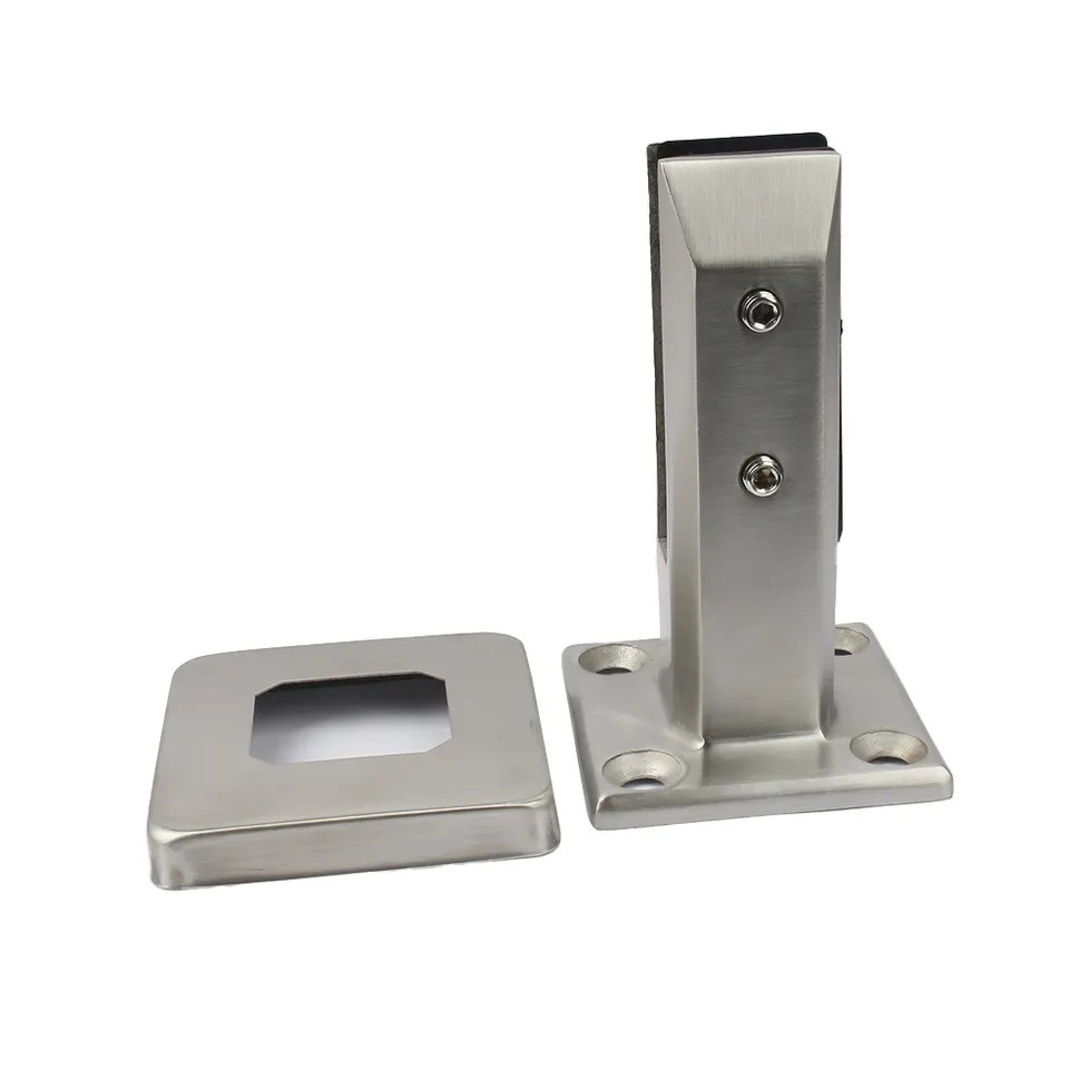 Stainless Steel Glass Clamp, No-Drill Base, Foot Clamp, Fixed Clamp, Railing Post, Stair Accessories