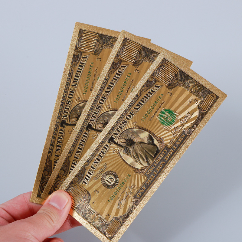 Gold Foil Commemorative Coin Pet Plastic Gold Foil Gold Banknote Lettering Colorful Double-Sided Colorful Printing 1000000 Yuan Commemorative Coin Customization