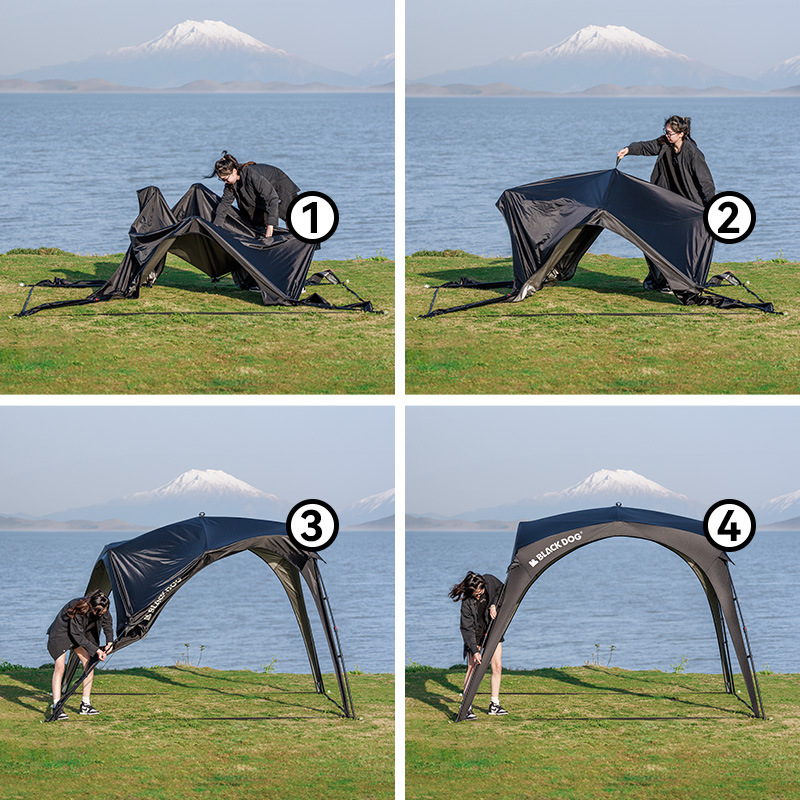 Blackdog Black Dog Quick-Open Canopy Outdoor Camping Style No-Build Vinyl Sunscreen Dome Car Side Tent Awning