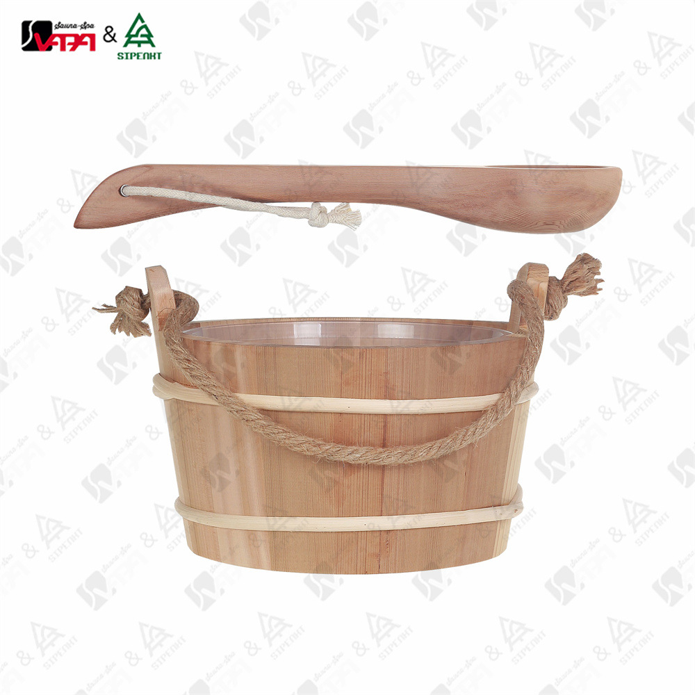 Factory Direct Sales Sauna 4L Bottomed Sauna Barrel Wooden Spoon Satchel Hemp Rope Barrel Sauna Room Accessories