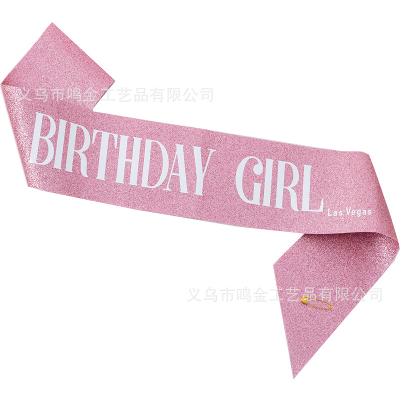 Cross-Border Birthday Party Glitter Shoulder Strap Etiquette Belt Birthday Girl Queen Birthday Girl Ribbon