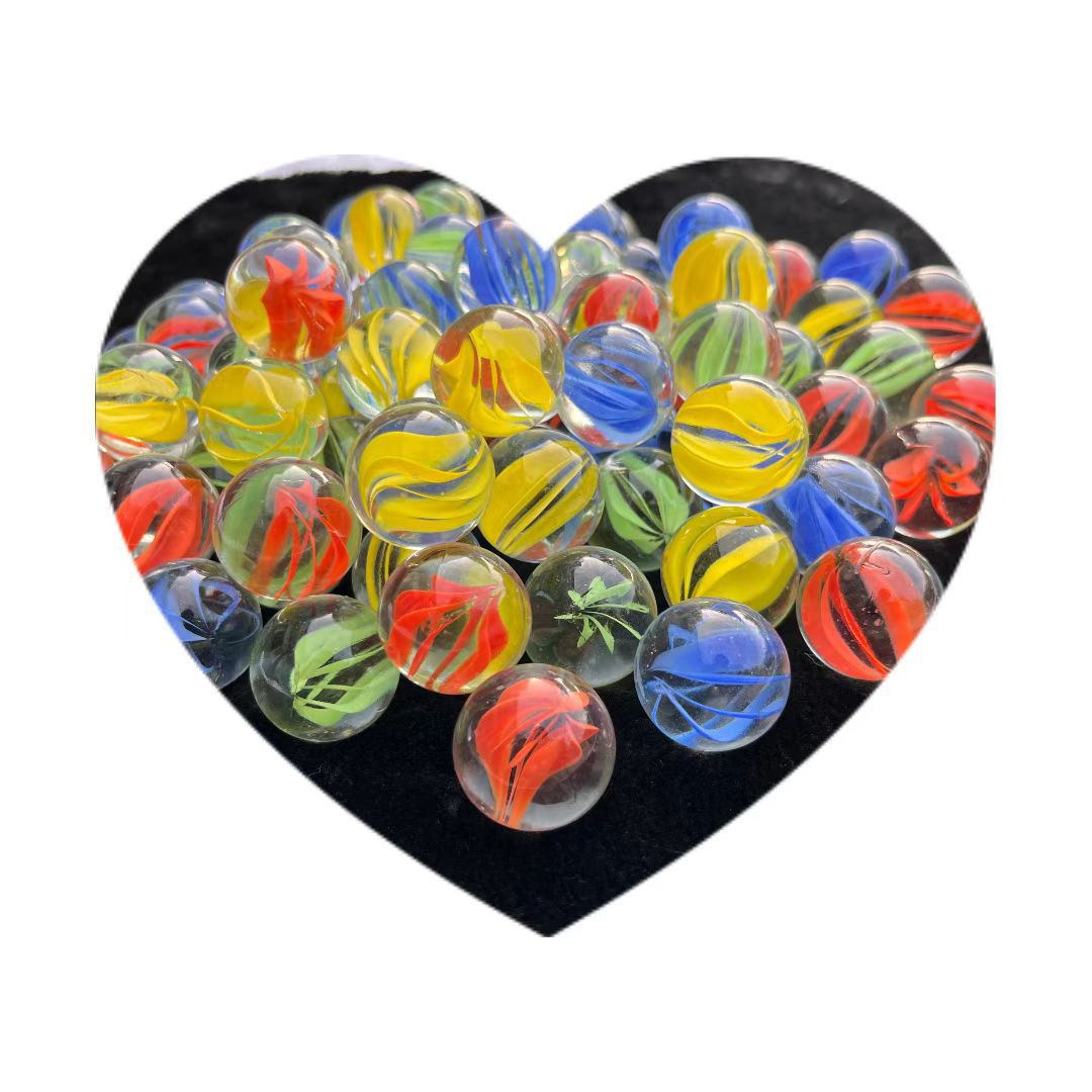 Wholesale 14mm Glass Beads Game Machine Glass 16mm Glass Marbles Four-Color Petal Nostalgic Glass Balls