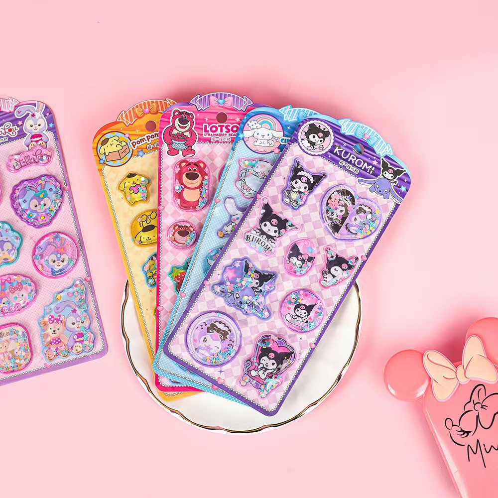 Мультяшные 3D стерео наклейки оптом, наклейки для девочек и детей, стерео водные наклейки с изображением Санрио