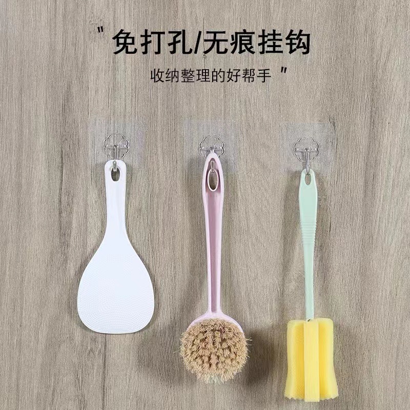 Transparent hook punch-free sticky hook stall wholesale strong seamless hook plastic Creative Bathroom Kitchen hook