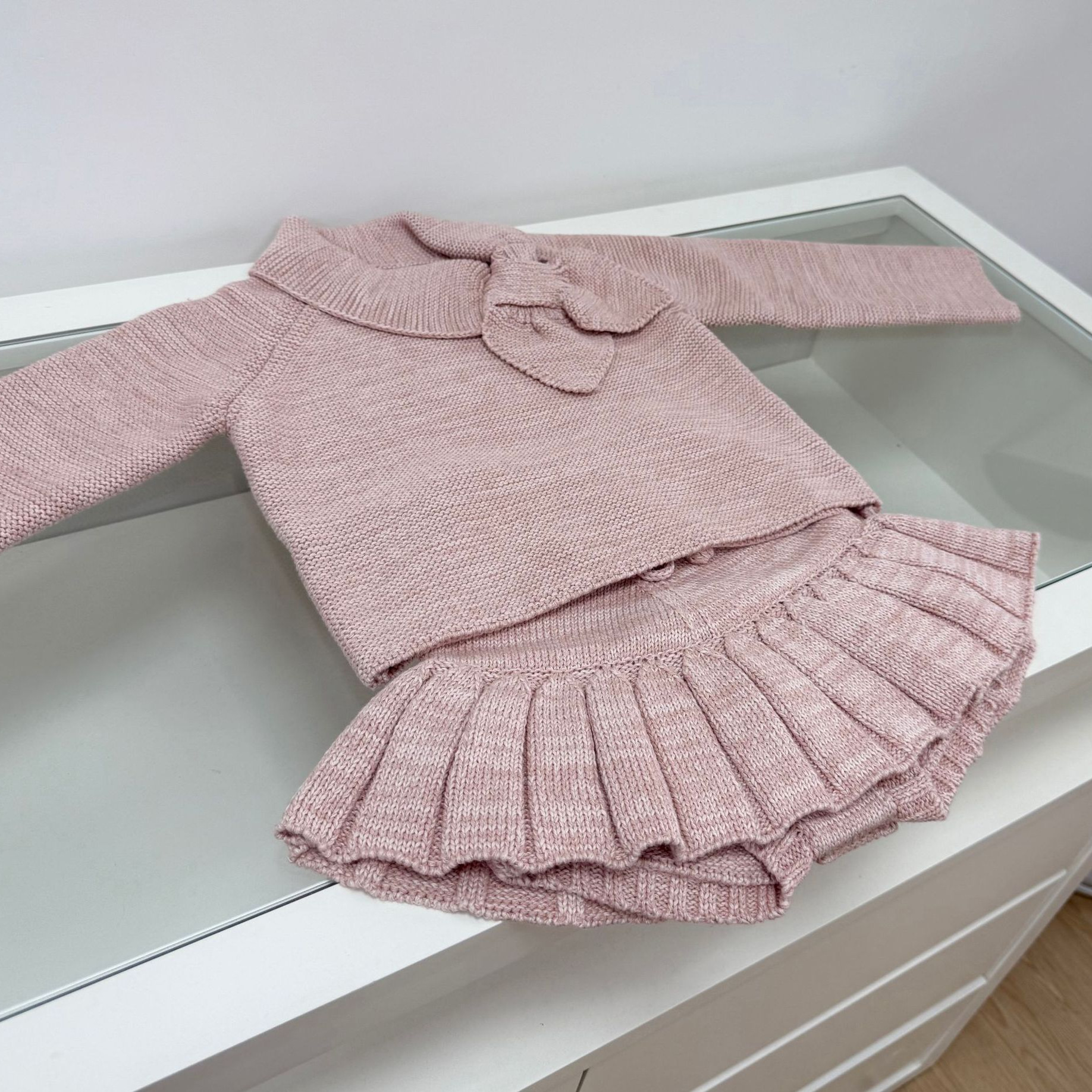 MP Classic Heart Bow Tie Knitwear Children's Retro Sweater Pullover Girl's Bow Autumn and Winter Clothes