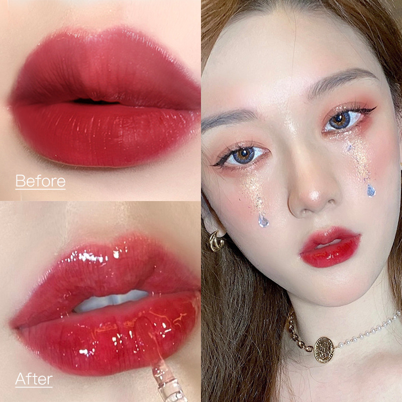 Maxfine Watery Beautiful Lip Gloss Dudu Lip Glaze Mirror Moisturizing Non-Fading Makeup Wholesale Student Hot Style