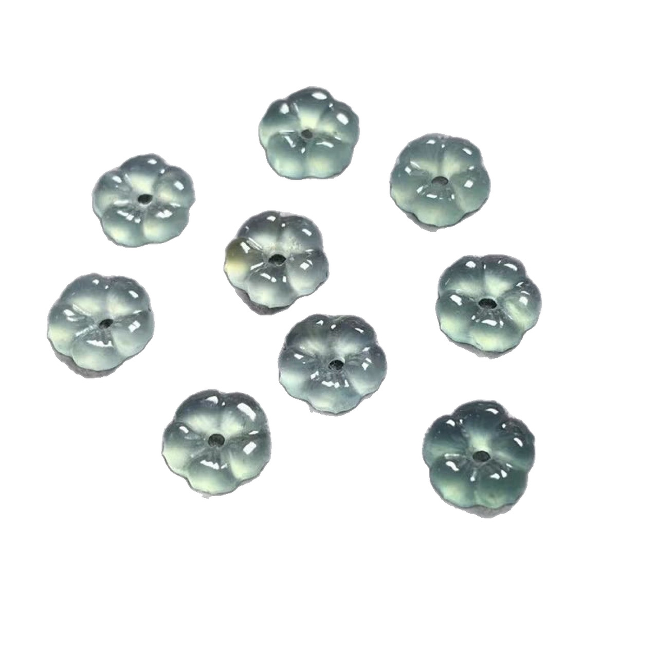 Natural Jadeite A-Grade Ice Blue Water Petal Accessories Jewelry Pendants for Men and Women Sihui Jewelry Jade Wholesale