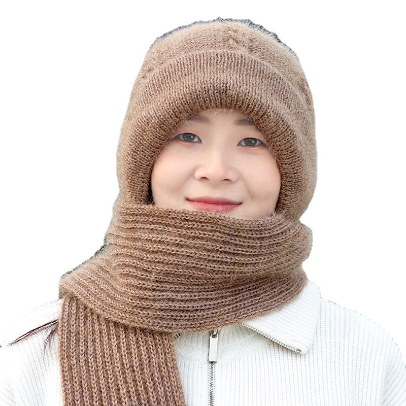 Velvet and Thickeneded Women's Hat Winter Women's Warm Winter Hat Scarf Integrated Squirrel Velvet Wind and Snow Hat Popular Model