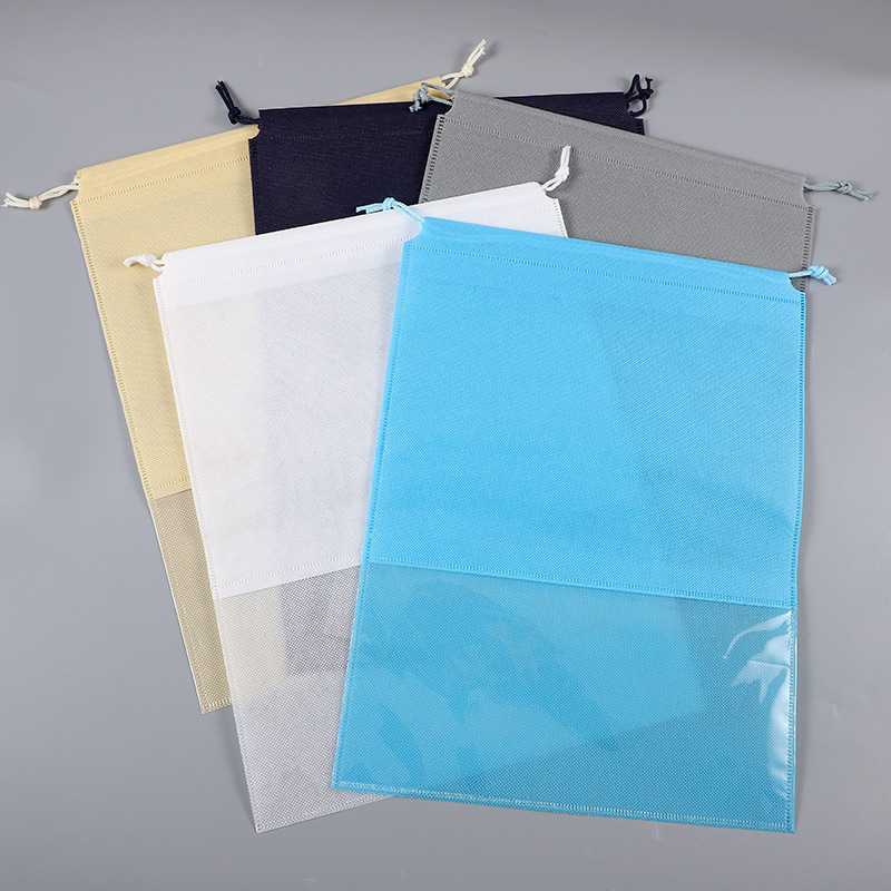 Manufacturer Supplies Colorful Non-Woven Double Drawstring Flap Pocket Pants Shoe Storage Bag with Colorful Printing Logo
