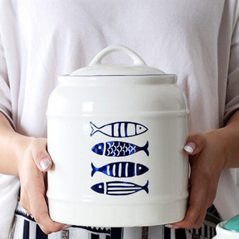Cross-border cat and dog pet ceramic storage jar sealed jar dog food cat food snack ceramic storage jar grain storage bucket logo