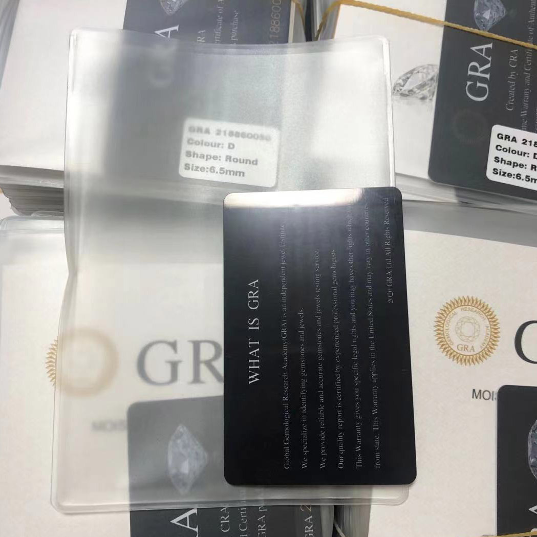 GRA Mosane Certificate Mosane Diamond Certificate One Code Label Moissanite 5 karat Small Ben Three-Piece Black Card Glue suit