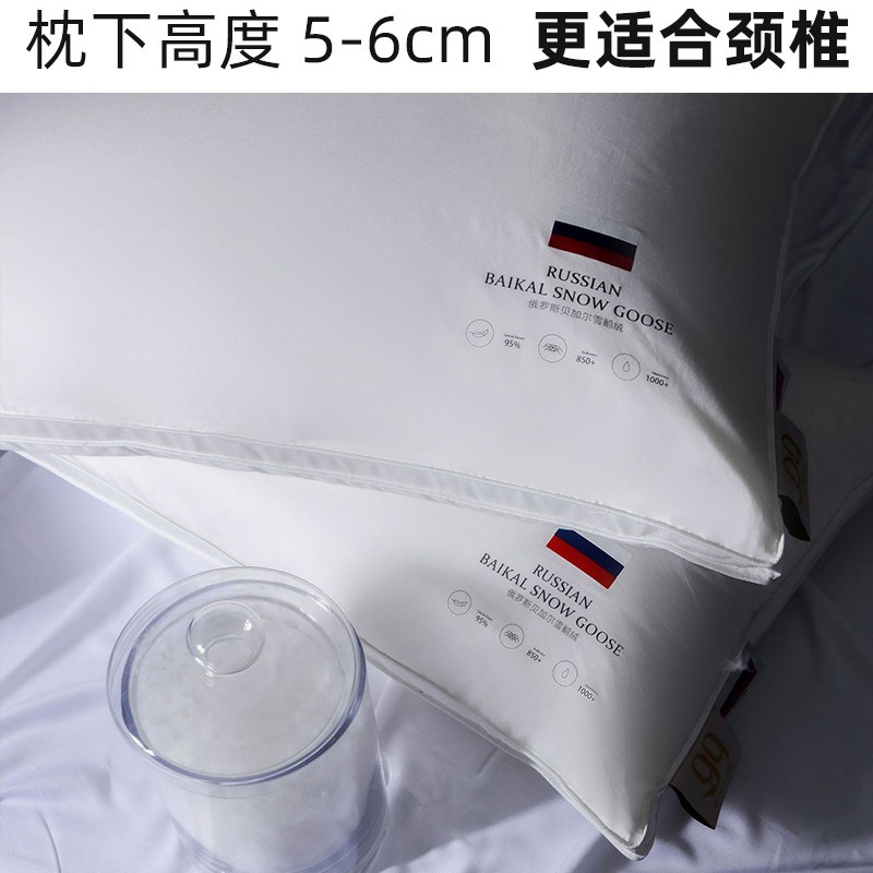 High-End Russian Five-Star Hotel Goose down Pillow down Pillow Core Antibacterial Cloud Sleeping Feeling 95% White Goose down Pillow