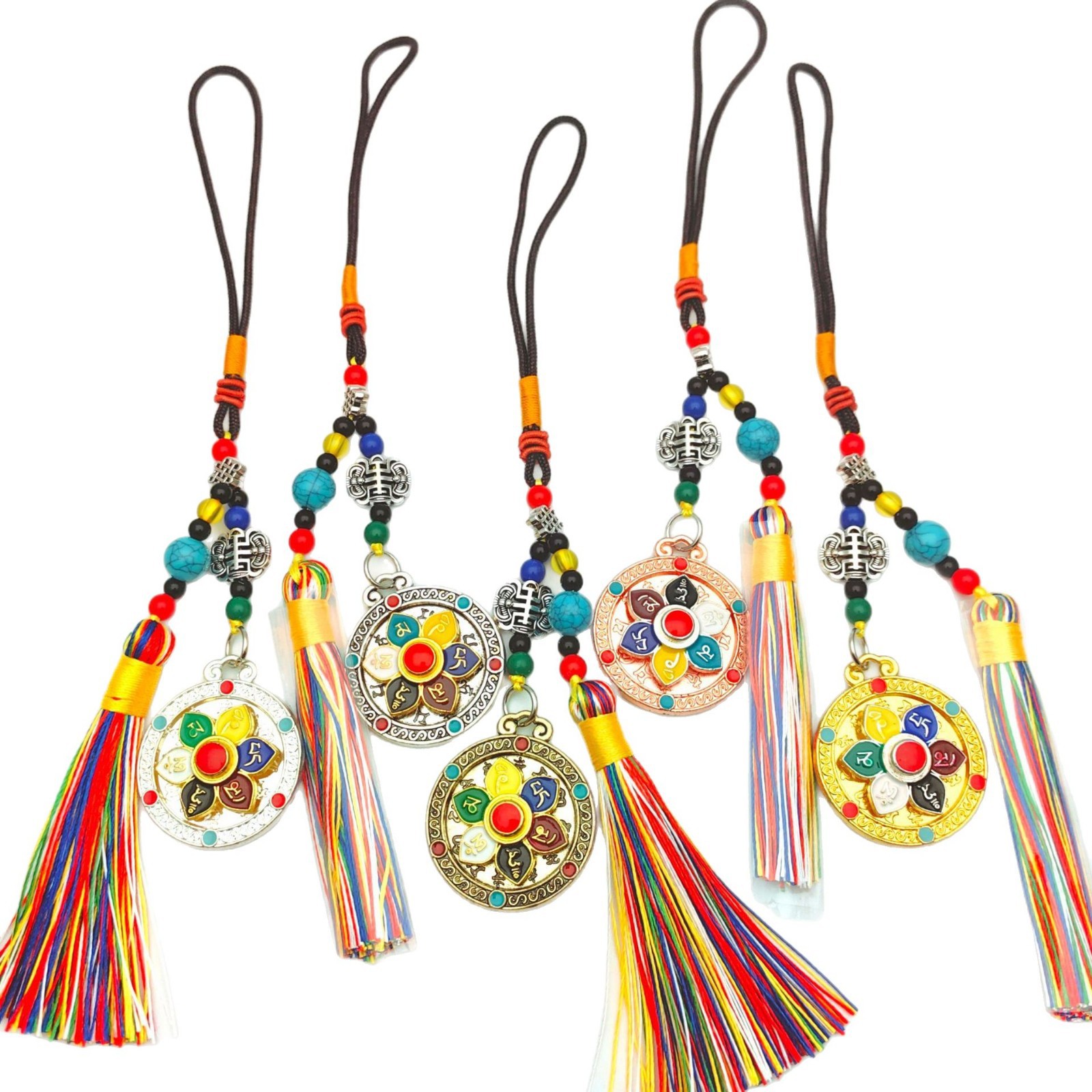 Xizang ornaments rotating nine palace gossip twelve zodiac luggage car hanging key chain tassel six words true words eight auspicious accessories