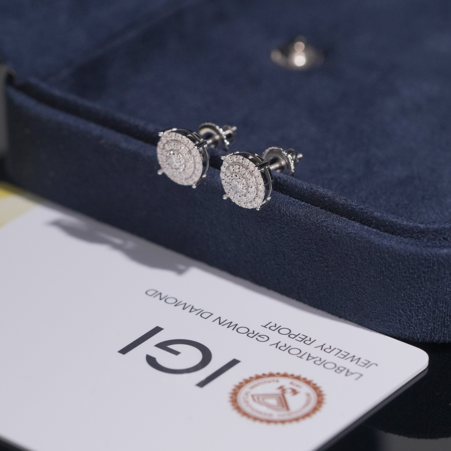 Amazon's New S925 Silver Inlaid Laboratory-Grown Diamond Hip-Hop Earrings 8 mm Round European and American Men and Women