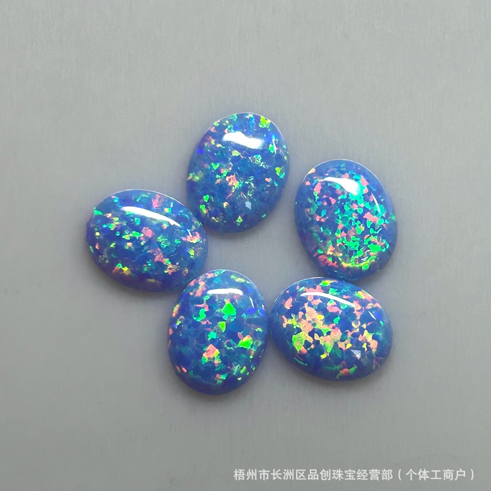 Opal Created Opal Hot-Selling Colorful Flat-Bottomed Ring Surface Synthetic Opal Loose Stone Wholesale