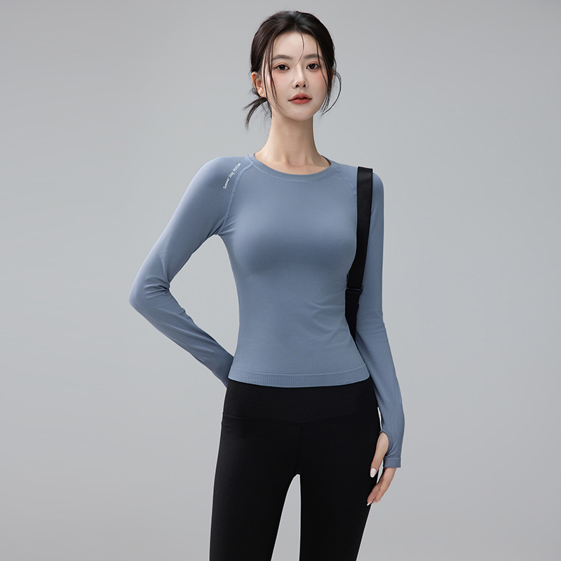 Sports Tops for Women, Slimming Look, Long-Sleeved T-Shirts, Yoga Clothes, Quick-Drying, Tight-Fitting Running Training Fitness Clothes, Pilates