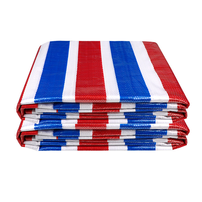 Color Striped Cloth Three-Color Waterproof Tarpaulin Sun Protection Thickeneded Rainproof Cloth Red White Blue Canvas Tarpaulin Plastic Wholesale Ceiling Cloth
