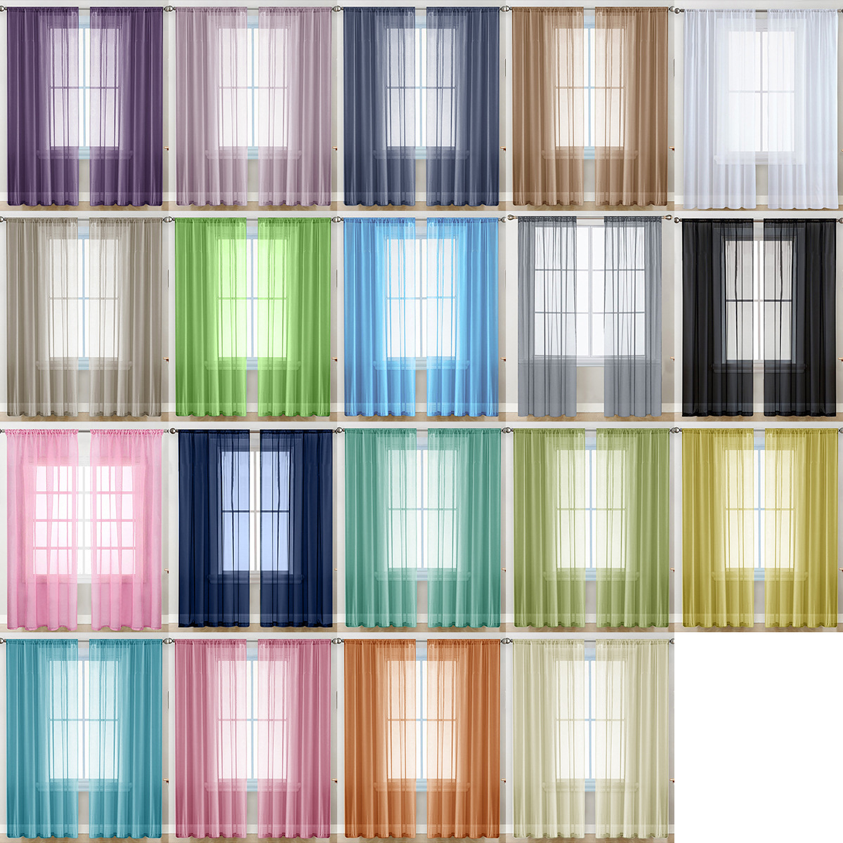 TEMU Finished Products Cross-border Solid Color Double String Terlon Curtain Gauze Curtain Semi-shading Thin Window Screen SHEIN Explosions