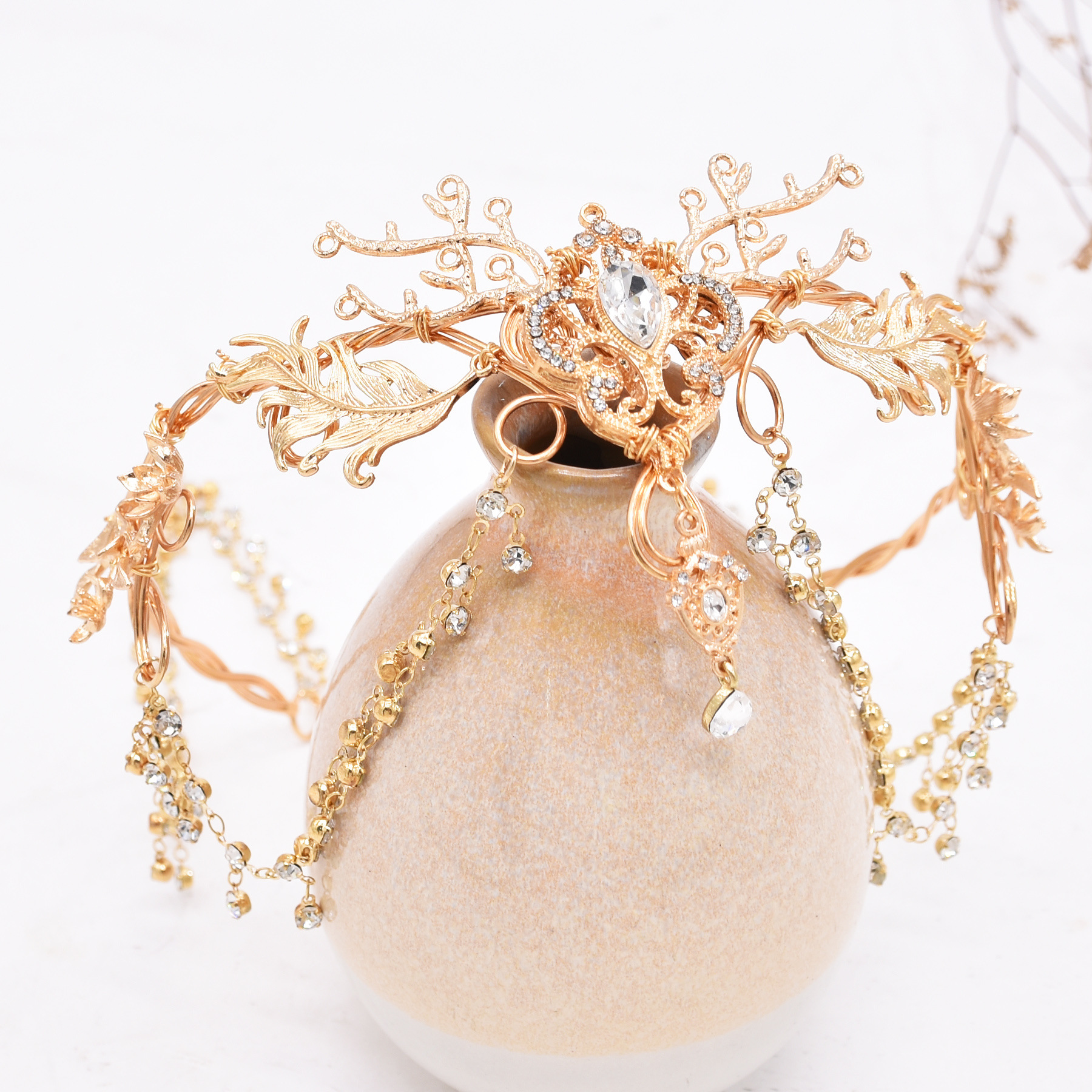 Kashgar Travel Headwear Alien Style Antique Style Tassel Flower Headwear Eyebrow Pendant Hair Ornament Western Region Dancer Portrait