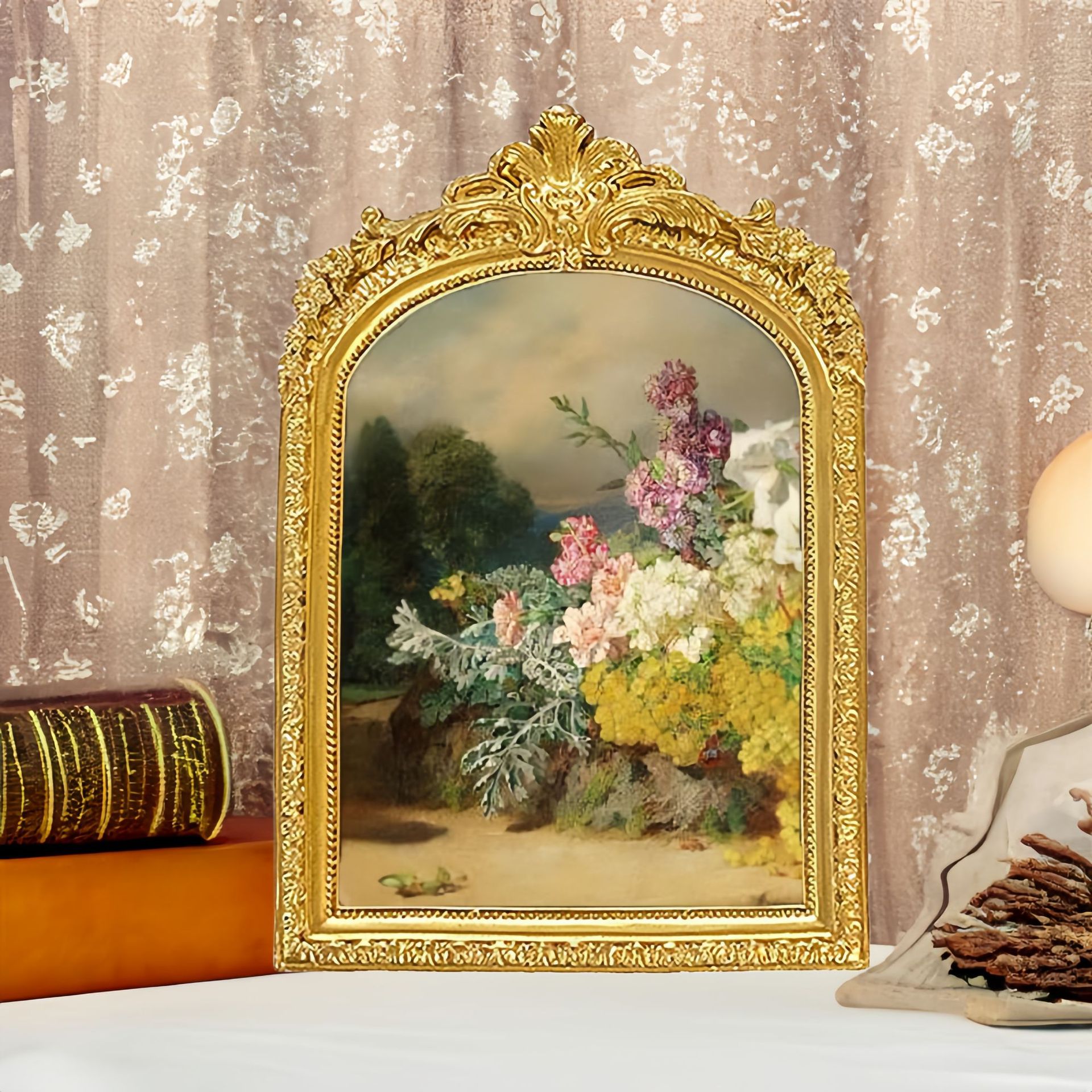 French Golden Carved Resin Photo Frame Special-Shaped Wedding Photo Frame Wall Hanging Decoration Photo Frame Table Decoration European Pattern