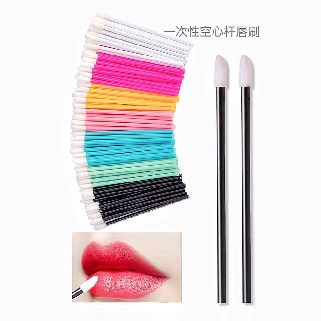 Оптовая одноразовая полая губная кисть, портативная кисть для помады, флокированная губная кисть, инструменты для красоты