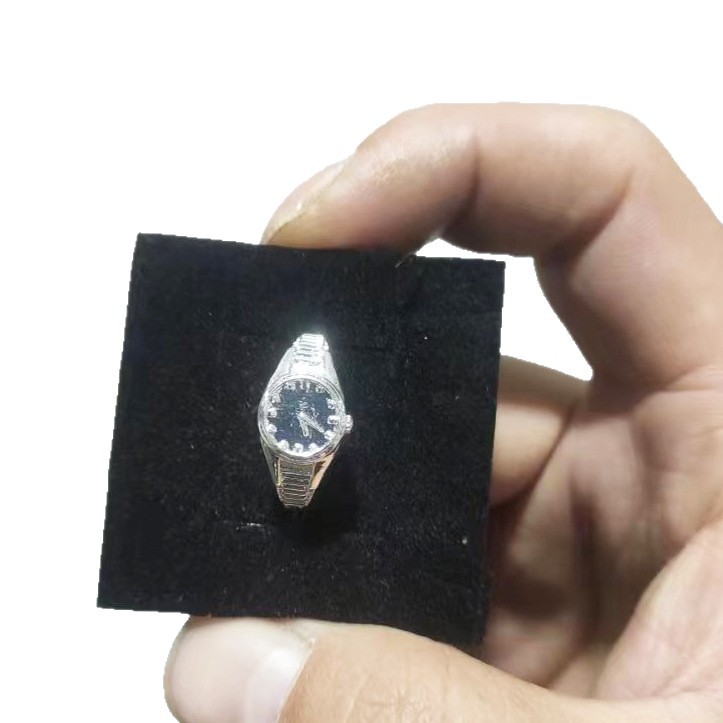 European and American Cross-Border New 520 Small Gold Watch Clock Open Ring Ins Men's and Women's Suit Adjustable Punk Style Ring