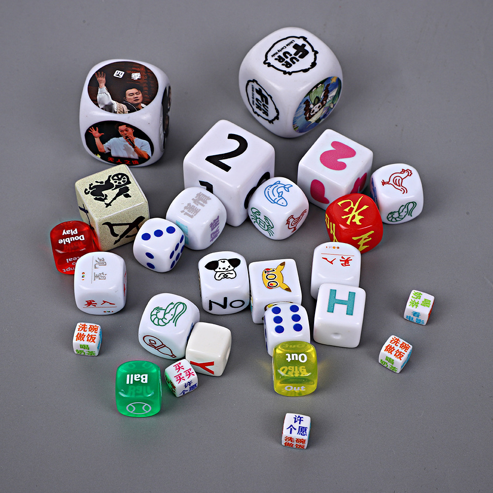 Custom Dice Cross-Border Creative Couple Drinking Game Dice DIY Custom Board Game Script-Killing Dice Custom-Made Chess and Card Games