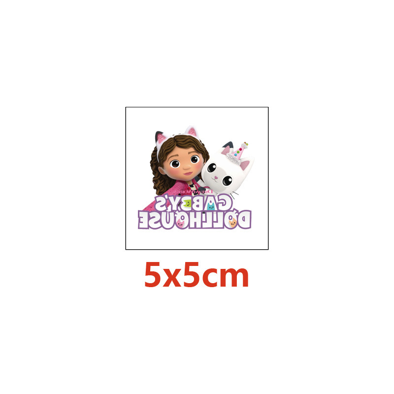 5X5Cm Gabby's Dollhouse Game Tattoo Stickers 20 Cartoon Tattoo Stickers Water Transfer Disposable Stickers