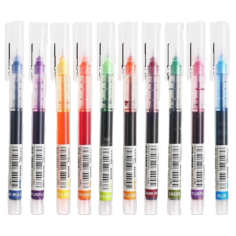 12 Color Direct Liquid Ball Pen Large Capacity Quick-drying Gel Pen Student Examination Brush Pen 0.5mm Needle Pen