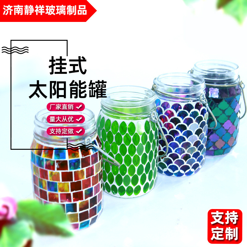 Manufacturer's Supply of Colorful Mosaic Sunshine Jars, Outdoor Hangings, Home Furnishings, Glass Mosaic Candlesticks