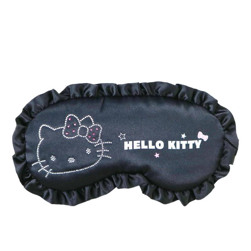 Miniso Hello Kitty Black and White Casual Series-Shining Diamond Lace Eye Mask Blackout