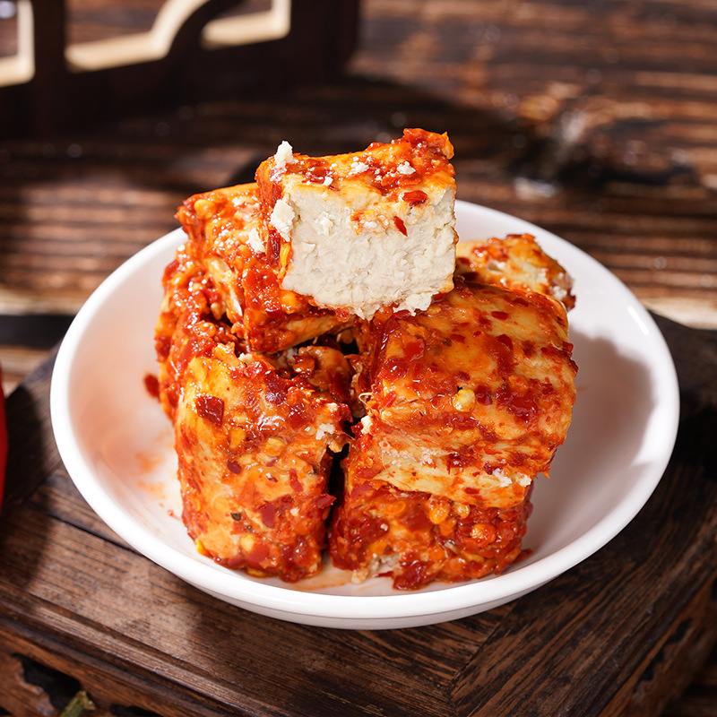 Xinhua Baixi Tofu Zengjie Fermented Bean Curd Spicy Farmhouse Soy Products Baixi Fermented Bean Curd for Meals 210G/Bottle