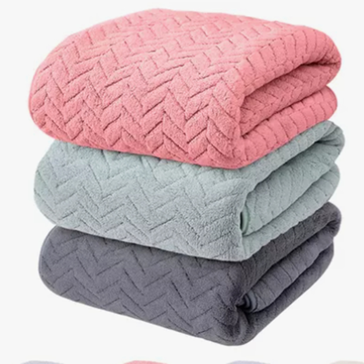 Cross-border Labeling Temu Hair Towel Warp Knitted Coral Fleece Wheat Ear Wrapping 70140 Bath Towel Beach Towel