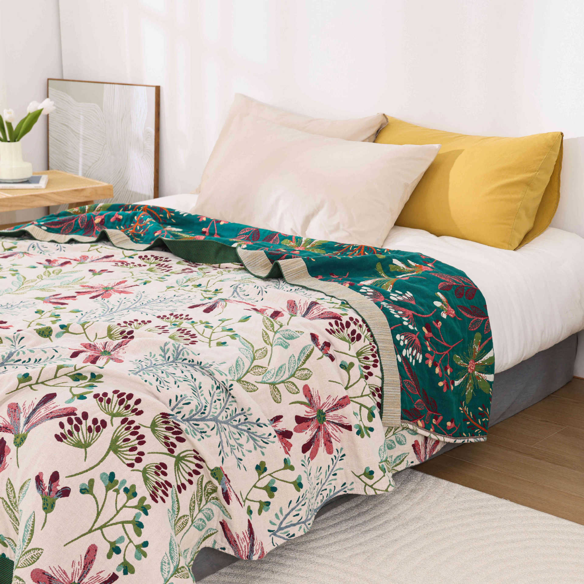 Towel Quilt Bed Sheet Cotton Summer Quilt Sofa Cover Blanket Nap Small Blanket Jacquard Air-conditioning Quilt Cotton Gauze