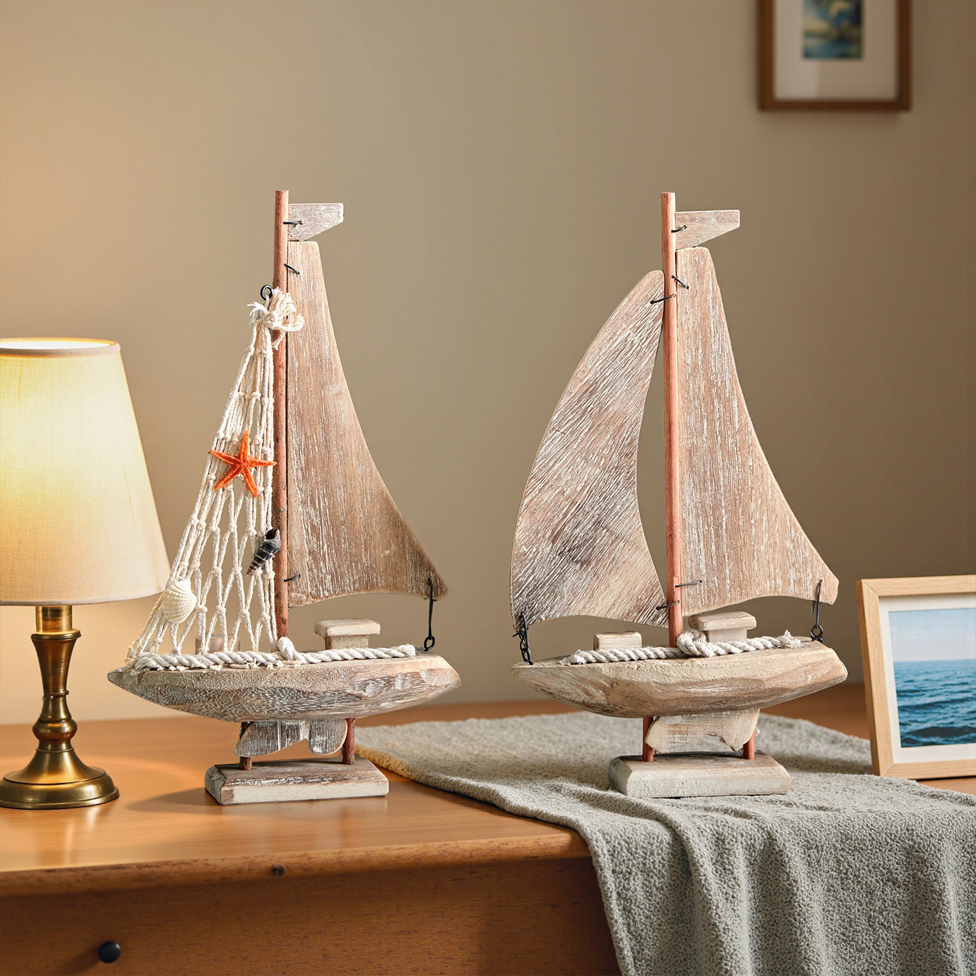 American Stereo Sailboat Mediterranean Fishing Boat Home Accessories Antique Fishing Boat Model Creative Home Furnishings Small Wooden Boat