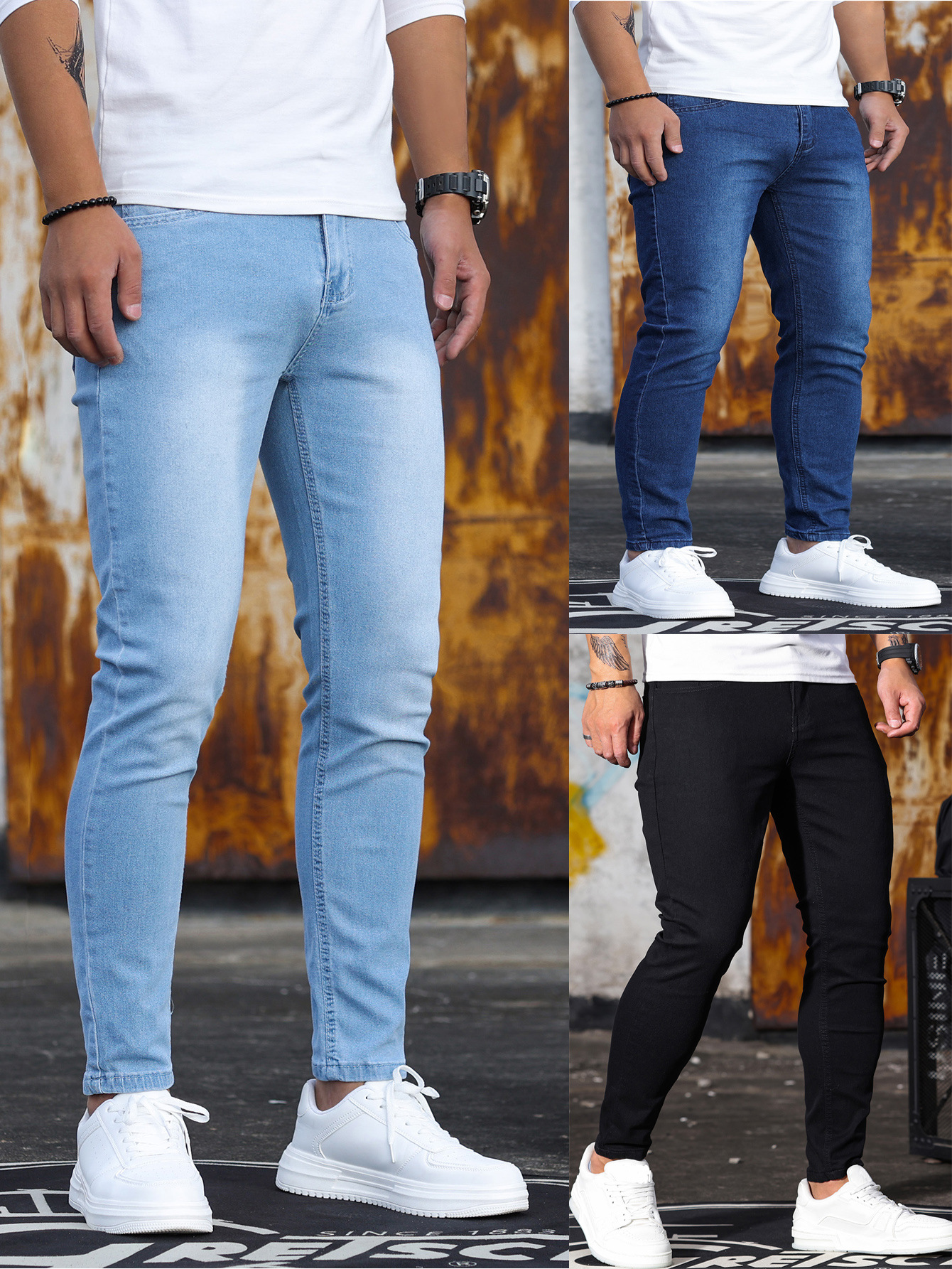Factory Direct Sales Cross-Border Exclusive for European and American Men's Stretch Skinny Jeans Amazon Aliexpress Temu Hot Style