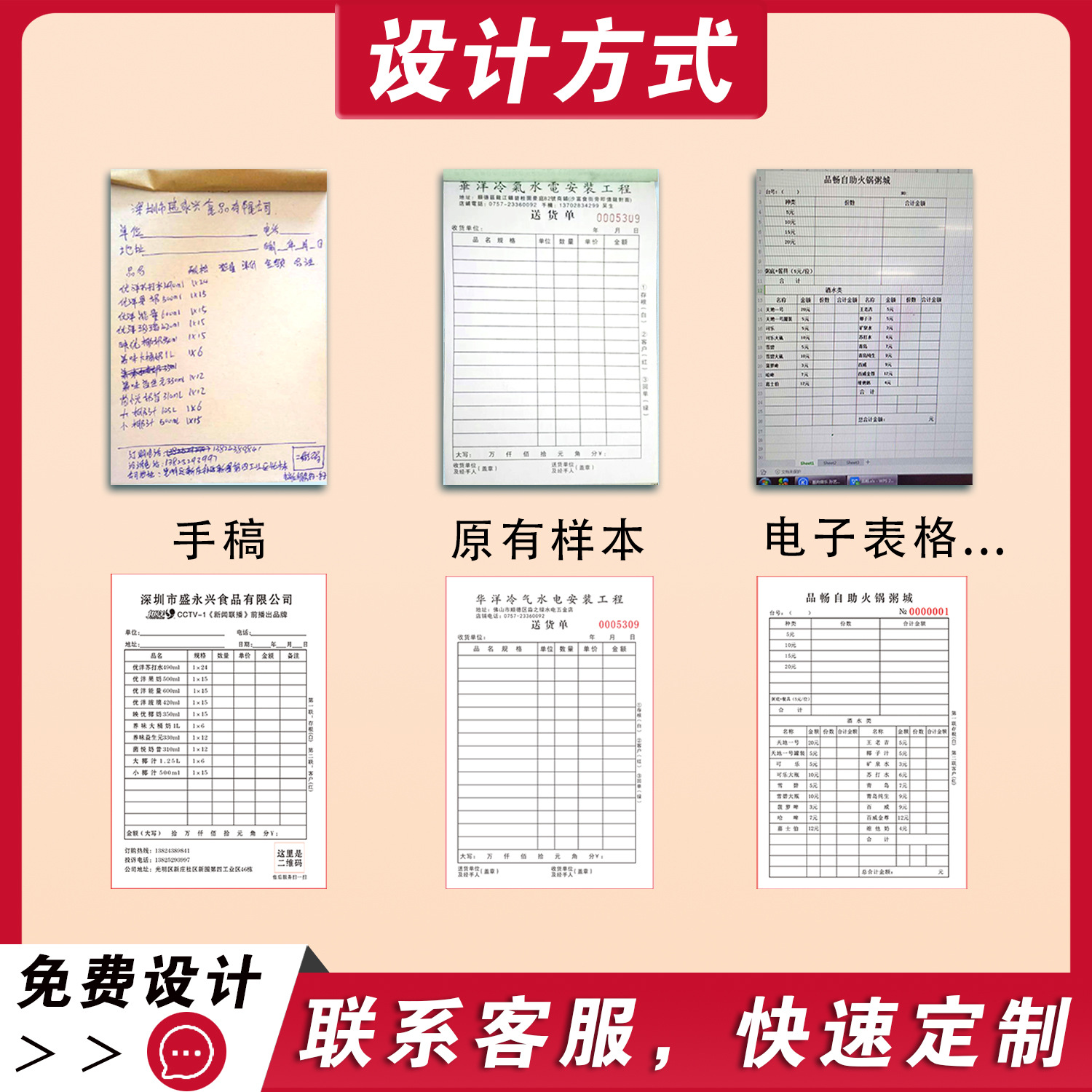 Two-In-One and Three-In-One Collection Receipt, Sales, Delivery, Sales List, Outbound Order, Inbound Order, a La Carte Order, Printing Customization