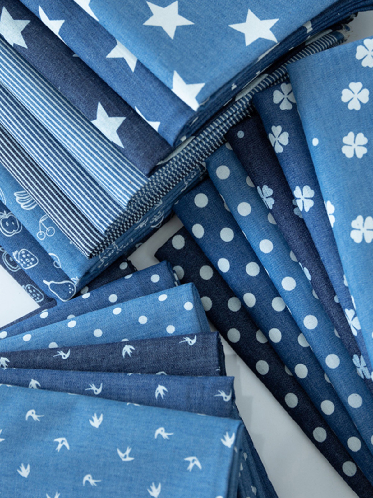 Cotton Denim Fabric Thin Washed Printed Fabric Summer Clothes Pants Dress DIY Clothing Shirt Fabric