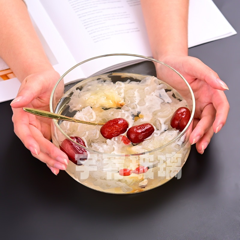 Hammered Glass Salad Bowl and Tableware Set Household Vegetable Noodle Bowl Fruit Plate Flat Heat-Resistant Soup Bowl