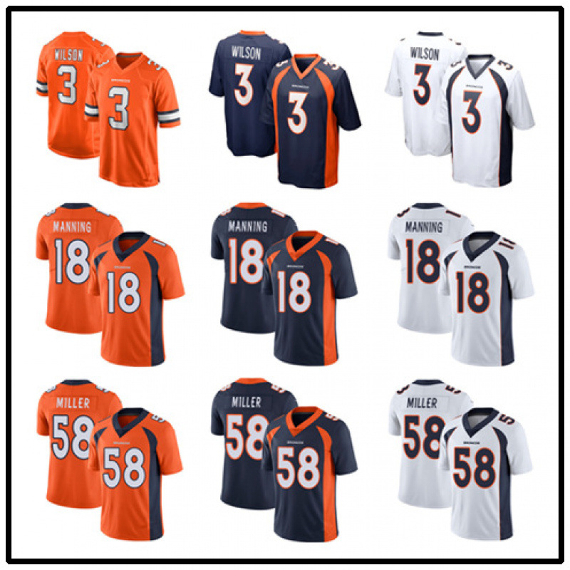 Футболка Broncos вышитая форма для футбола оптовая продажа 3 # Wilson 30 # 5 # 2 #