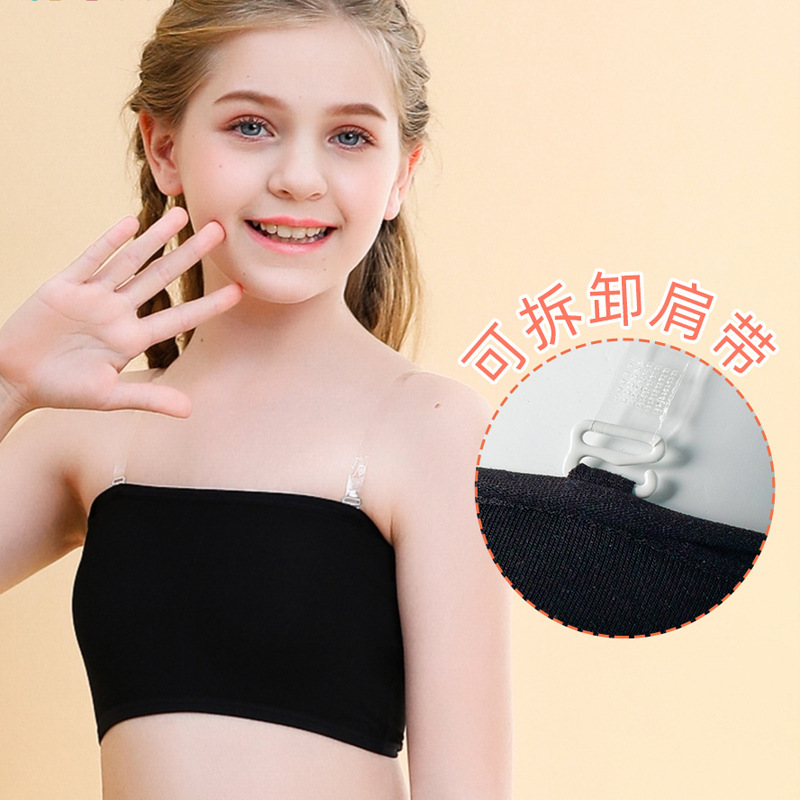 Girls' Underwear Development Period Vest Student Bra Strapless Tube Top Off-Shoulder Anti-Exposure Wrap Chest Dance Base Layer